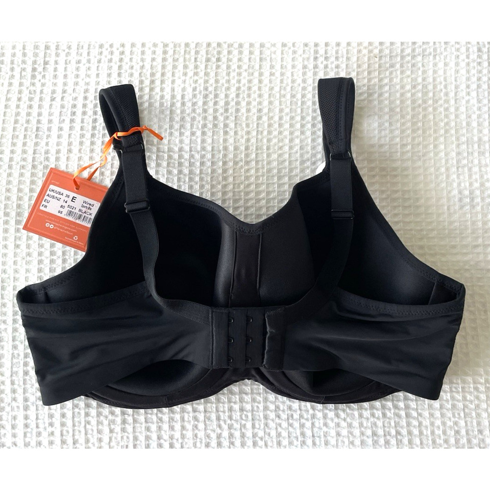 NWT Panache Size 36E Power Wired Sports Bra Style 5021 Underwire Black - Picture 4 of 6